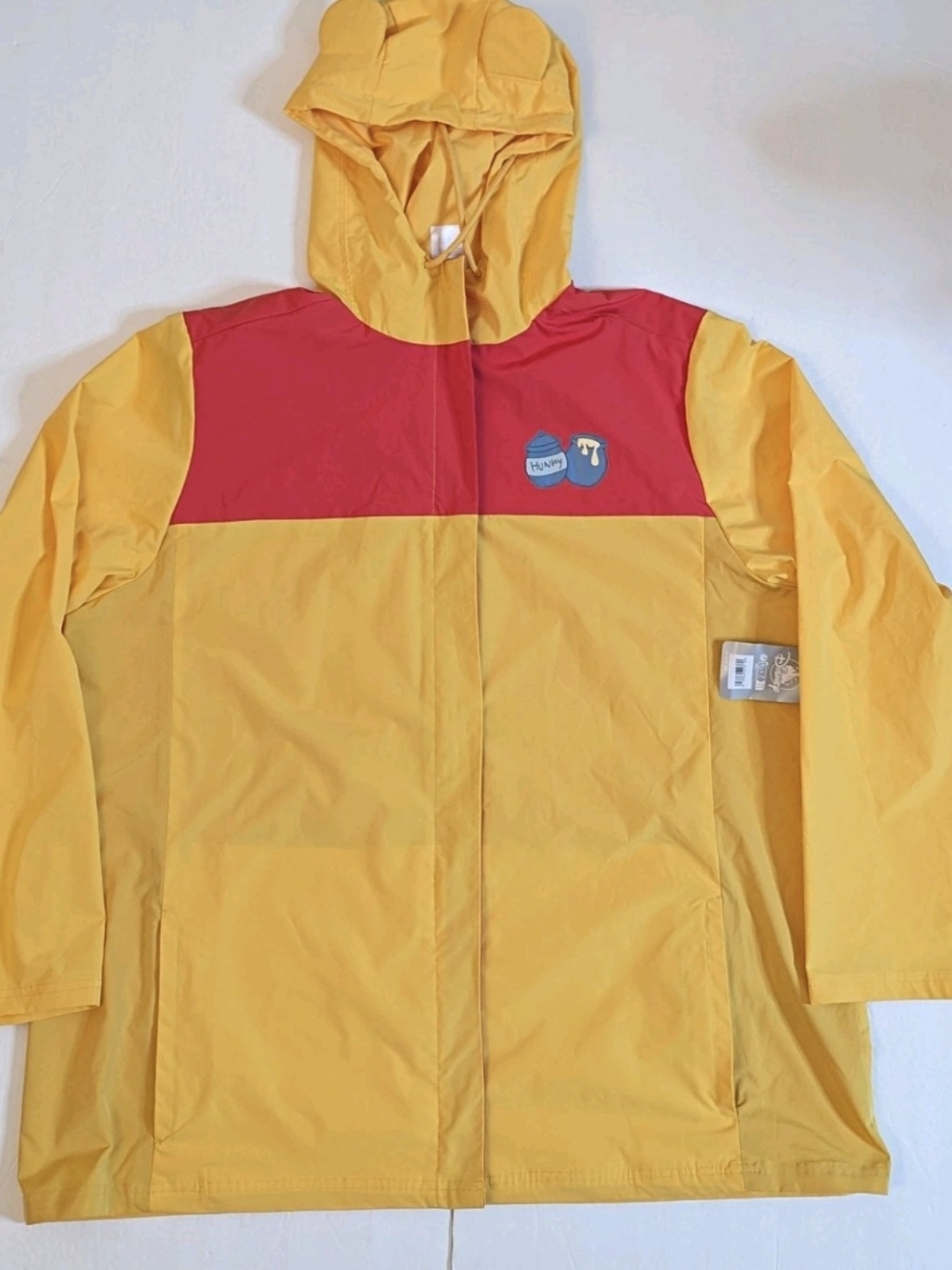 Disney Winnie the Pooh Hooded Raincoat Jacket. Yellow/Red Adult Size XXL. New